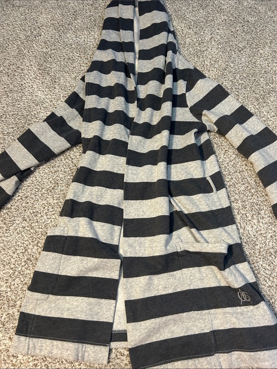 aerie Other - aerie Hooded Striped Robe Cardigan in Black and Gray